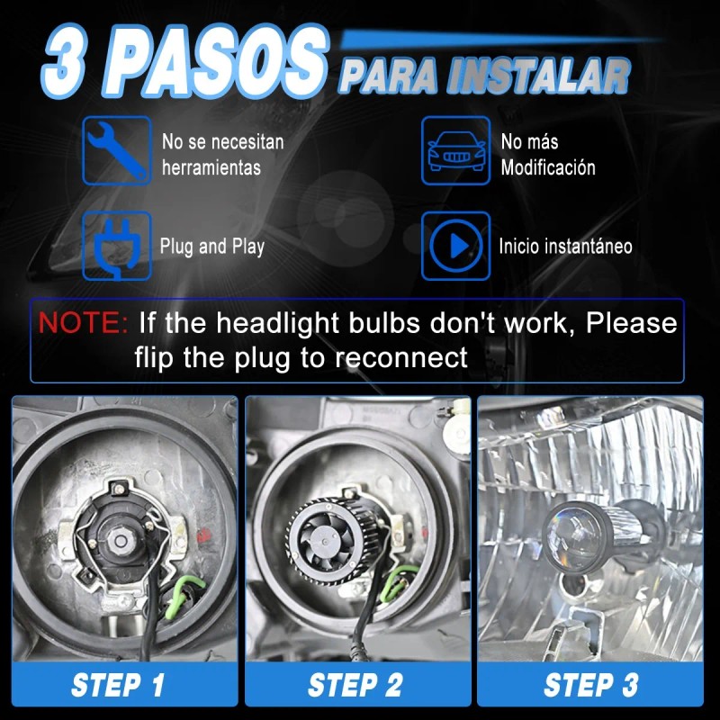 Focos Led H4/9003/hb2 Lupa Alta Y Baja Auto Mini Proyector