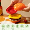 Ceramic Burger Plates Set 6, 3.9x3.3in,Stackable Dip Bowls, Hamburger-Shaped Sauce