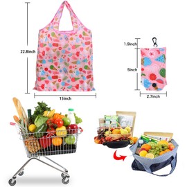 Litthing Shopping Bags Reusable Shopping Totes 10PCS Foldable in Pouch Grocery Bags for Women Shopping Organizing Shopper Gifts Travel Large Heavy Duty Washable (Style 2)