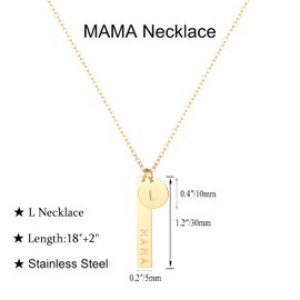 Tavuala MAMA Necklace,Initial Necklace,mama necklaces for women,18K Gold Plated Mama Necklace,Mothers Day Gifts(L)