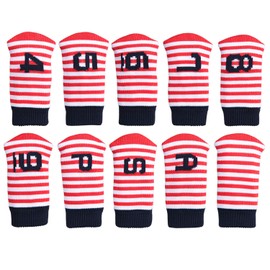 10 Pack Golf Iron Headcovers Stripe Pattern with Iron Headcovers Count (Red x White)