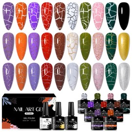 MSRUIOO 12 Pcs Crackle Gel Crackle Polish, Crackle Effect Patterned Nail Polish, Quick Drying Crackle Gel Polish Women Present for Home Daily Use