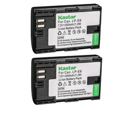 Kastar LPE6 Battery (2-Pack) for LP-E6, LP-E6N, LC-E6, LC-E6E and EOS 5DS R, EOS 5DS and EOS 5D Mark II, EOS 5D Mark III, EOS 6D, EOS 7D, EOS 60D, EOS 60Da, EOS 70D, EOS 80D
