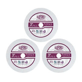 QUEFORET Diamond Glass Cutting Discs 3 Inch (75mm) - 3pcs Saw Blades for Glass Jade Crystal Wine Bottles, with 3/8 Inch (10mm) Arbor, for Mini Angle Grinder