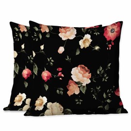 Beabes Cushion Throw Cover Colorful Blooming Rose Flower Watercolor for Home Decor,Pillow Cases for Couch Bedroom Living for Boy Girl 18X18 Inch Pack of 2