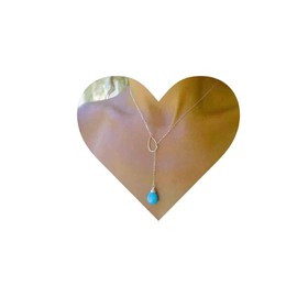 Yheakne Boho Turquoise Y Necklace Silver Circle Teardrop Necklace Choker Blue Gemstone Lariat Necklace Vintage Gemstone Teardrop Necklace Jewellery for Women and Girls