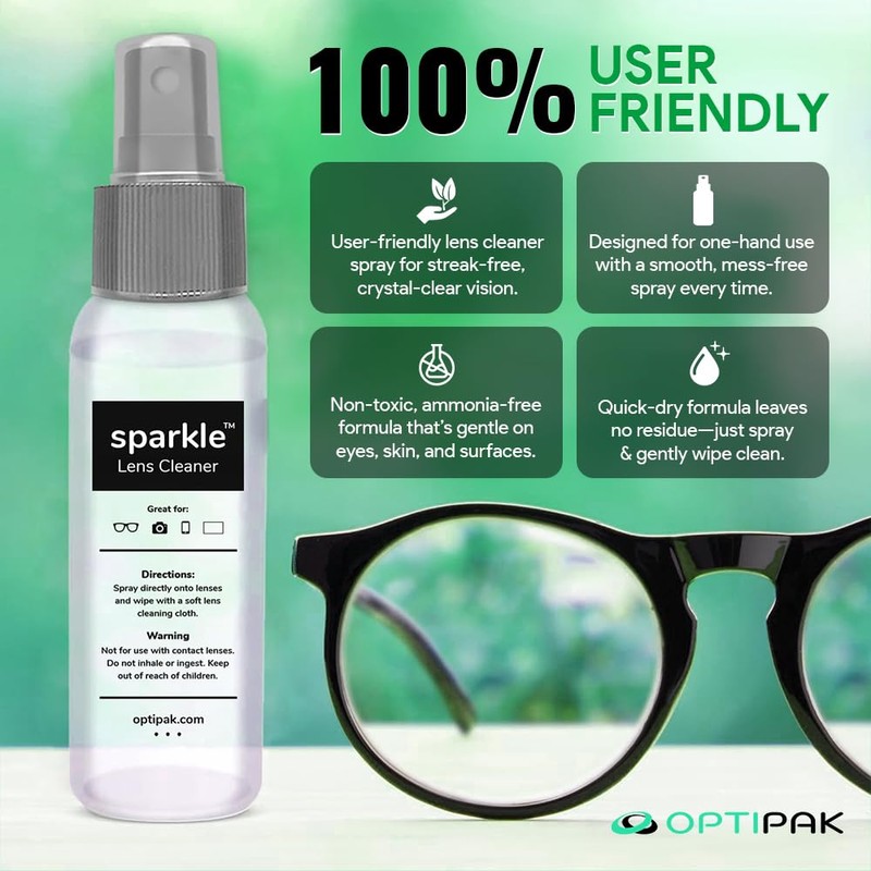 OPTIPAK Sparkle Anti-Reflective Lens Cleaner Spray kit | (1) 1oz