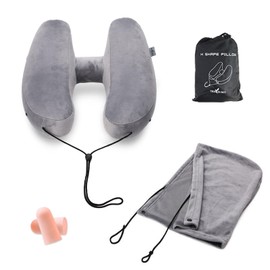 HIKOTO Neck Pillow, Portable Pillow, Ultra Lightweight, 8.5 oz (240 g), Airplane, Neck Painless, Hat, Includes Hat, Air Pillow, Low Resilience, Nap Sleep, Travel, Car, Night Bus, Airplane Bus,