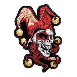 Joker Face With Red Jester Hat Patch, Small Size