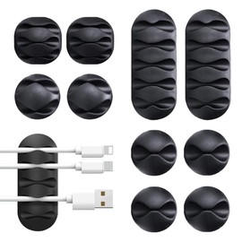 ALBO 10 Pack Cable Clips – Cable Management System for Home, Office, PC, TV, and More