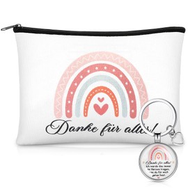 Xuniea Thank You Gift Set for Women Includes 1 Rainbow Cosmetic Bag and 1 Keyring Farewell Gifts for Colleagues for Job Change Thank You for Everything Gifts for Teachers, As shown in the picture,
