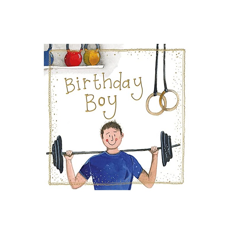 Alex Clark Weightlifting Gym Foil Birthday Card