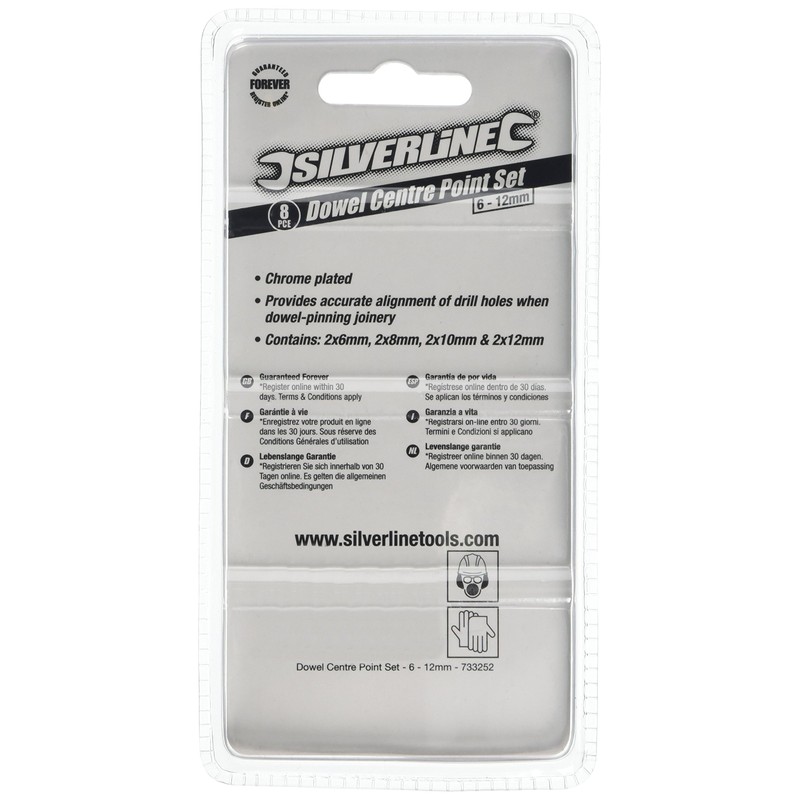 Silverline 733252 Dowel Centre Point, 6-12 mm - Set of