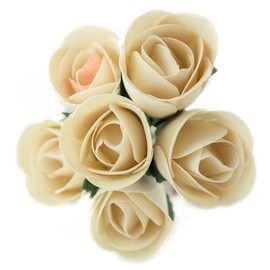 6 White Half Open Bud Wooden Roses for Crafts Custom Bouquets and Other Projects. 16 Colors to Choose from.