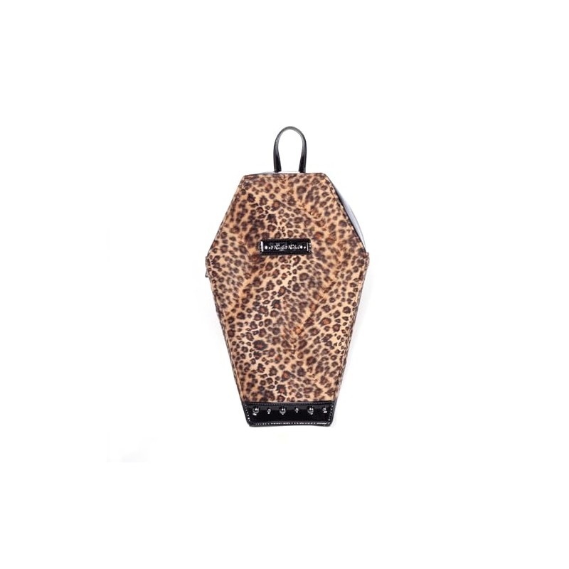 Rock Rebel Leopard Print Coffin Backpack