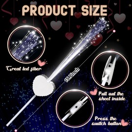 Tujoe 100 Pcs Wedding Sparklers Heart Shaped LED Glow Sticks Fiber Optic Wands Light up Wand with 3 Light Mode for Wedding Bridal Shower Birthday Glow in The Dark Party Supplies (White)
