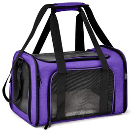 Henkelion Pet Carrier for Small Medium Cats Dogs Puppies up to 15 Lbs, Airline Approved Small Dog Carrier Soft Sided, Collapsible Travel Puppy Carrier - Purple