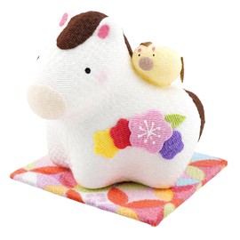 Ryuukodo (Ryuukodou) Chiffon Hana Oyako Go (Small) Japanese Goods/New Year/Zodiac/Year of the Tiger/Reiwa 8/2026/Figurine/Amulet/Good Luck/Chiffon/Year of the Horse R-48 (White)