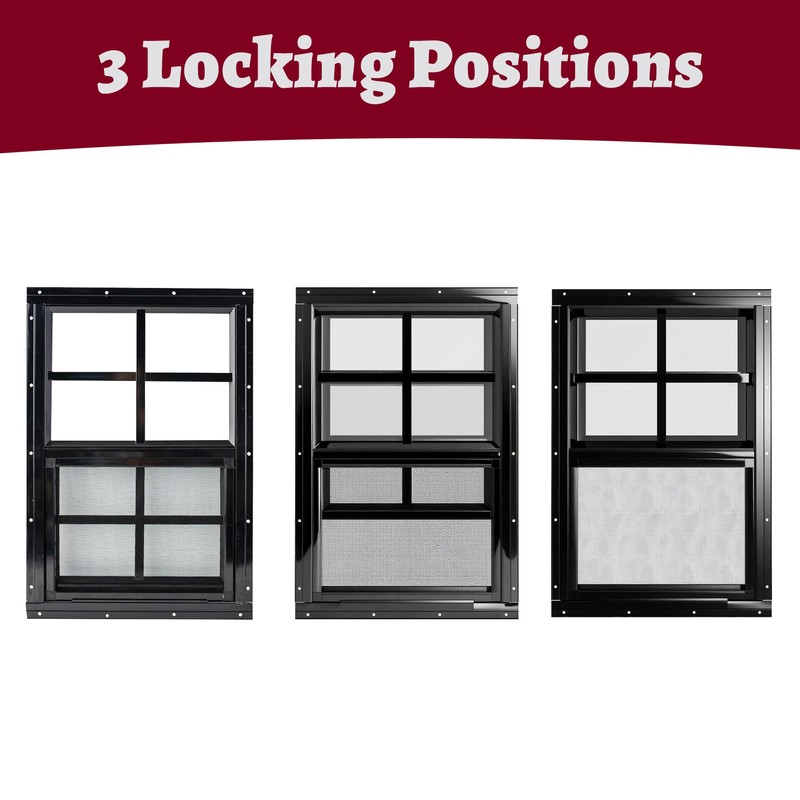 Shineforu 18" x 23" Black Shed Windows 2 Pack,Small Windows