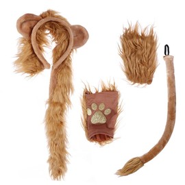IPENNYE Lion, Cute Tail, Lemur, Animal Ears, Headband, Fox, Cat, Tail, Cosplay, Costume, Prop, Mokomoko, Animal Hair Accessory, Halloween Costume, Headband, Adults, Children, Party Goods