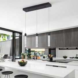 Voerqi Black Pendant Lights Modern LED Kitchen Island Light Unique Bubble Pendant Light Pendant Lighting for Kitchen Island Dining Room, Bedroom, Bar, Mini Pendent Spot Lights (3 Light)…