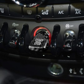 KUNGKIC Carbon Fiber Car Engine Start Stop Button Cover Keyless Go Ignition Sticker Cover Trim Decal for MINI Cooper F54 F55 F56 F57 F60 Interior Accessories(Black)