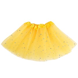 LuckyMoon Girls Yellow Tutu Skirts Sparkle Sequin Princess Dresses 3 Layers Ballet Dance Skorts Costume for Girls 2-8T Role-Playing Birthday Princess Party