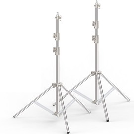 Anautin 9.2 FT Stainless Steel Light Stand Photography, 2 Pack Heavy Duty Photography Tripod Stand with 1/4” to 3/8” Screw Adapter for Strobe,LED Video Light,Ring Light, Monolight, Softbox