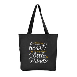 Ugiftcorner Teacher Gifts for Women Appreciation Thank You Christmas Birthday Graduation Thanksgiving Valentines Gifts for Teacher Canvas Tote Bag with Pocket Black