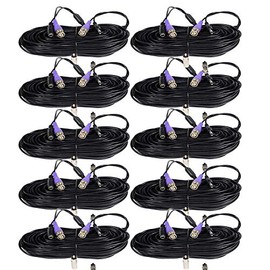 VideoSecu 10 Pack 100ft HD Security Camera Video Power Cables Pre-Made All-in-One Extension Wire Cord with BNC RCA Connectors for 720P 960P 960H CCTV Surveillance Camera DVR System A95
