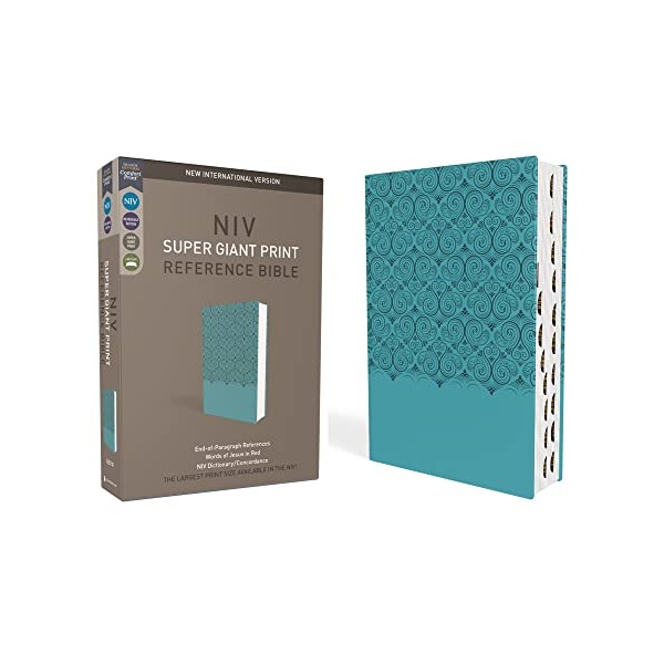 NIV, Super Giant Print Reference Bible, Leathersoft, Teal, Red Letter,