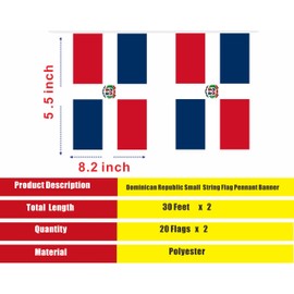 LUSEOAN 2 Packs Dominican Republic Dominica Mini Flag Banner String Small Miniature Hanging Flags Decorations,60 Feet 40 Flags