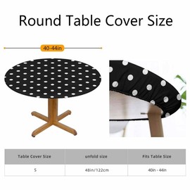 Guxxuil Polka Dot Round Table Cloth Cover Black White Spot Classic Vintage Doodle Polka Dots Tablecloth for Indoor Outdoor Picnic Party Fit for 40"-44" Round Tables