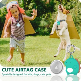 Collar con etiqueta de aire con longitud ajustable, bonito paquete de 4 soportes de silicona suave para Apple Airtags para niños con llavero, protector de visualización
