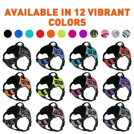 Dogline Quest No-Pull Dog Harness with PTSD Reflective Removable Patches Reflective Soft Comfortable Dog Vest with Quick Release Dual Buckles Black Hardware and Handle 15 to 18 inches Pink