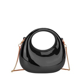 COOLOYA Women's Mini Crescent Acrylic Designer Luxury Bags Clutch Purse Bag Crossbody Shoulder Handbags With Chain, Black, One Size, Soft
