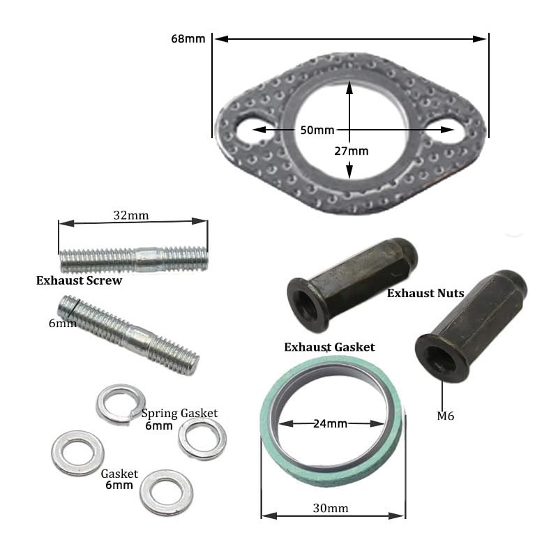 Amaezorx 1pcs Set Exhaust Kit with Gasket & Bolts for