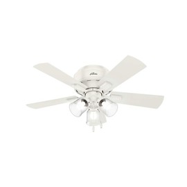 Hunter Crestfield Indoor Low Profile Ceiling Fan with LED Light and Pull Chain Control, 42", Fresh White