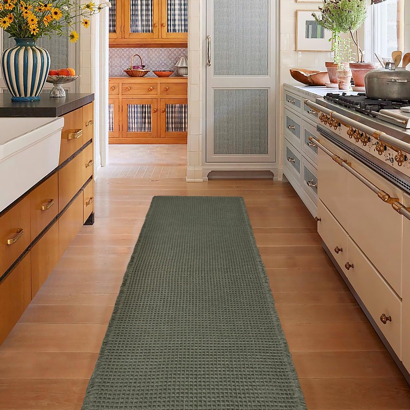 ZALL Waffle Bath Mat,Super Absorbent Non Slip Long Bathroom Runner