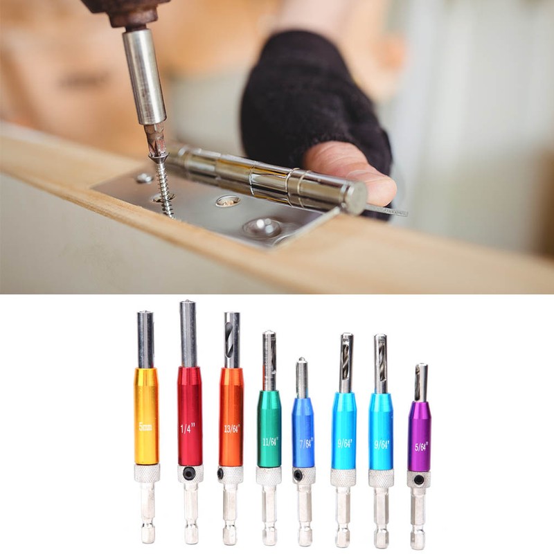 8pcs Door Window Hinge Hole Puncher Drill Bit with Center