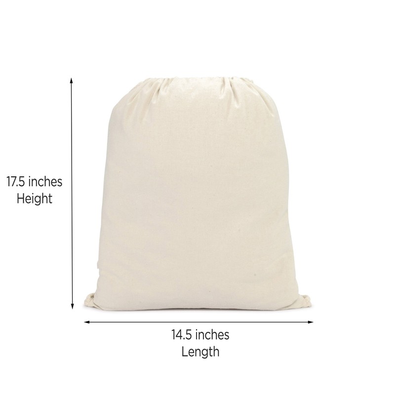 DALIX Canvas Drawstring Bag String Backpack Gym Mens Womens Natural