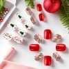 Christmas Press on Nails White Short Square - ZWENJIE Winter