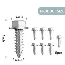 8PCS License Plate Screws,Stainless Steel License Plate Screw Kit Silver License Plate Bolts,Universal License Plate Security Screws License Plate Fasteners for Car SUV Truck (8PCS, Silver)