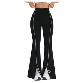 GORGLITTER Women's Flare Leggings Split High Waisted Bootcut Casual Workout Yoga Pants Black Small