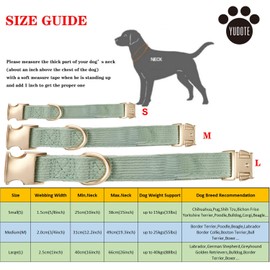 YUDOTE Ultra Soft Dog Collar Natural Cotton Cord for Large Dogs with Sensitive Skin, Sage Green
