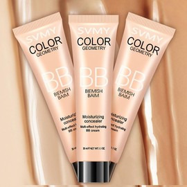 Hydrating BB Cream,Full Coverage Foundation & Concealer,Evens Skin Tone,Oil Control and Cover Flaws,Natural Finish for All Skin Types,Vegan(1 with Brush) (03# Natural Color, One size)