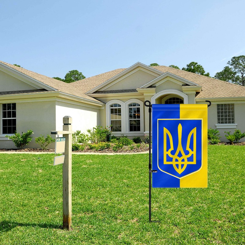 Ukraine Garden Flag,12x18 in Heavy Duty Ukrainian Emblem Outdoor Banner