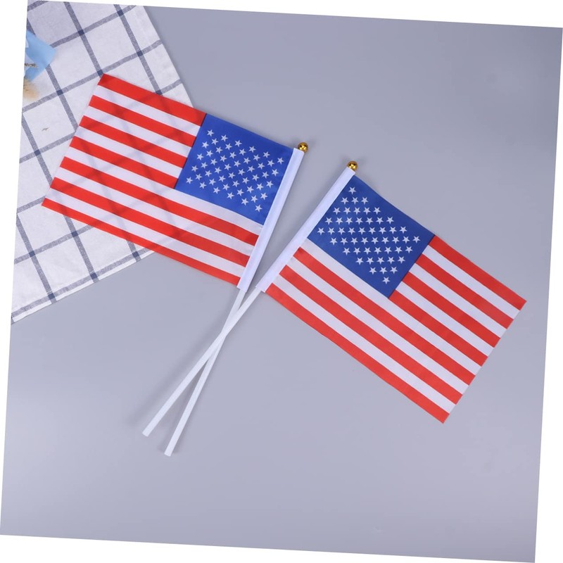TEHAUX 50 Pack Usa Flags Mini America Flags Stick Polyester