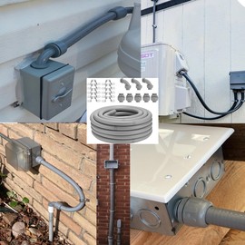 1 Inch 50 FT Non-Metallic Liquid-Tight Conduit Connector Kit, Flexible Electrical Conduit, NPT Thread 5 Straight 3 90° Fittings 10 Clamps, Weatherproof UV Resistant for Pool Pump,Outdoor & HVAC