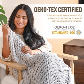 Willa and Belle Gray Chunky Knit Luxury Throw Blanket, Soft Handwoven Thick Knit Blanket for Couch or Bed, Cozy Decorative Knitted Blanket, 50x60